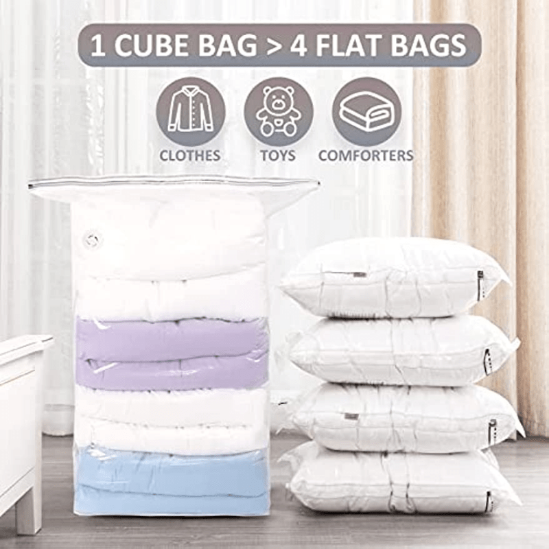 Set of 4 Oversized Vacuum Storage Bags, Measuring 31X40X15 Inches, That Can Help You Save Up to 80% of Closet Space, Perfect for Storing Comforters, Blankets, Clothing, Quilts, And Duvets.