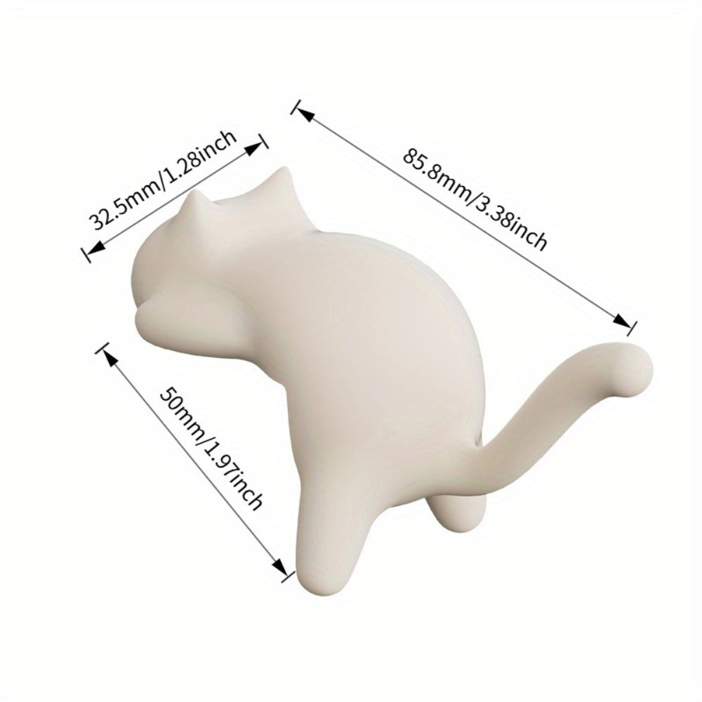 Healing Cute Cat Auxiliary Hooks | No-drill Adhesive Style, Fashion Plastic Storage Hangers for Dorm Kitchen Desktop, Holds Cups\u002FBags\u002FKeychains, Back to School Creative Practical Gift, Utility Hooks