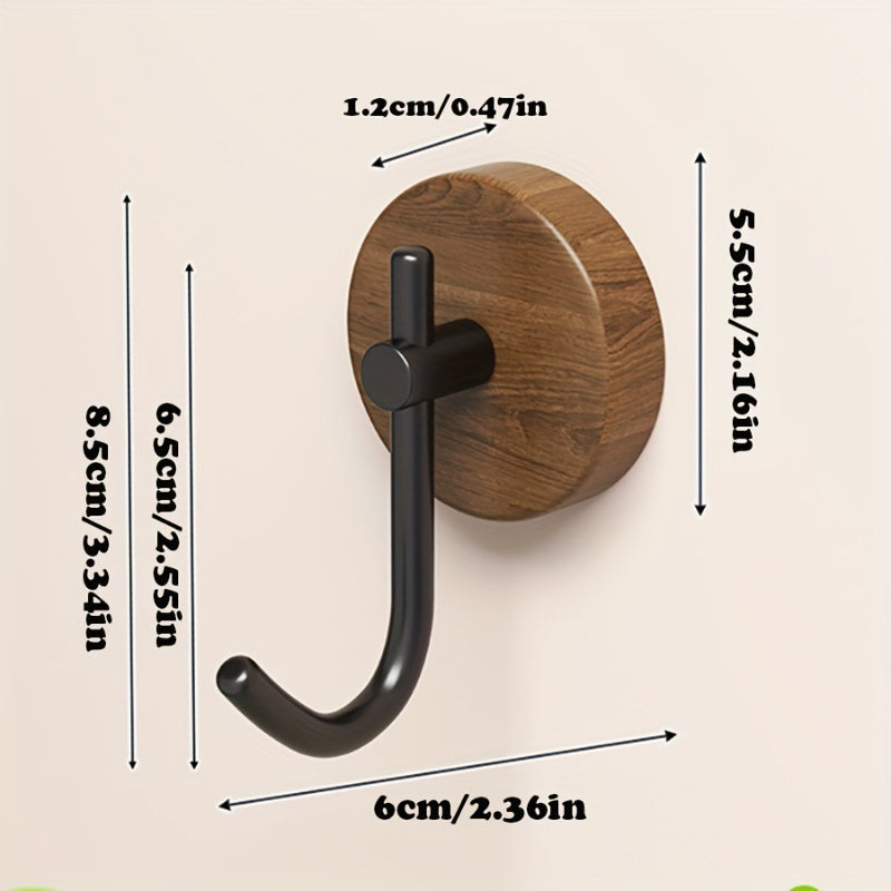 1pc Easy-Install Walnut Over-the-Door Hook | No Drill, Strong Adhesive Wall Hanger for Clothes & Towels, Boho Style