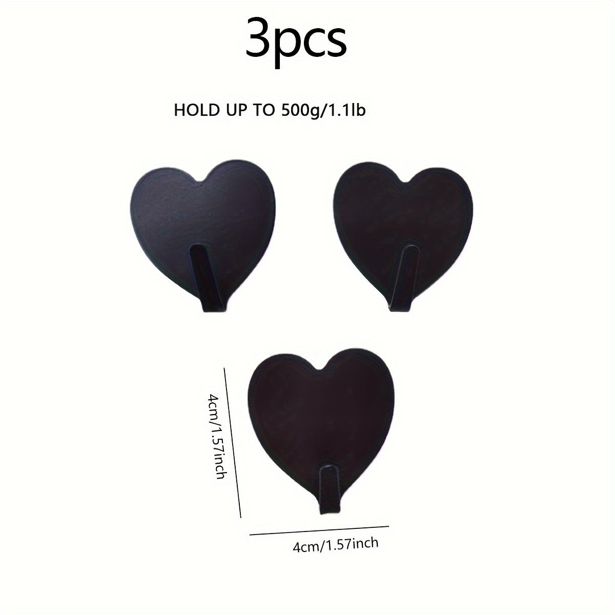 3 Resistant Heart Shaped Hooks - Pastel Pink, Bathroom, Kitchen, Bedroom - No Drill, Save Space for Towels, Keys, Hats, Jewelry - Ideal for Home, Weddings, Romantic Decoration, Adhesives