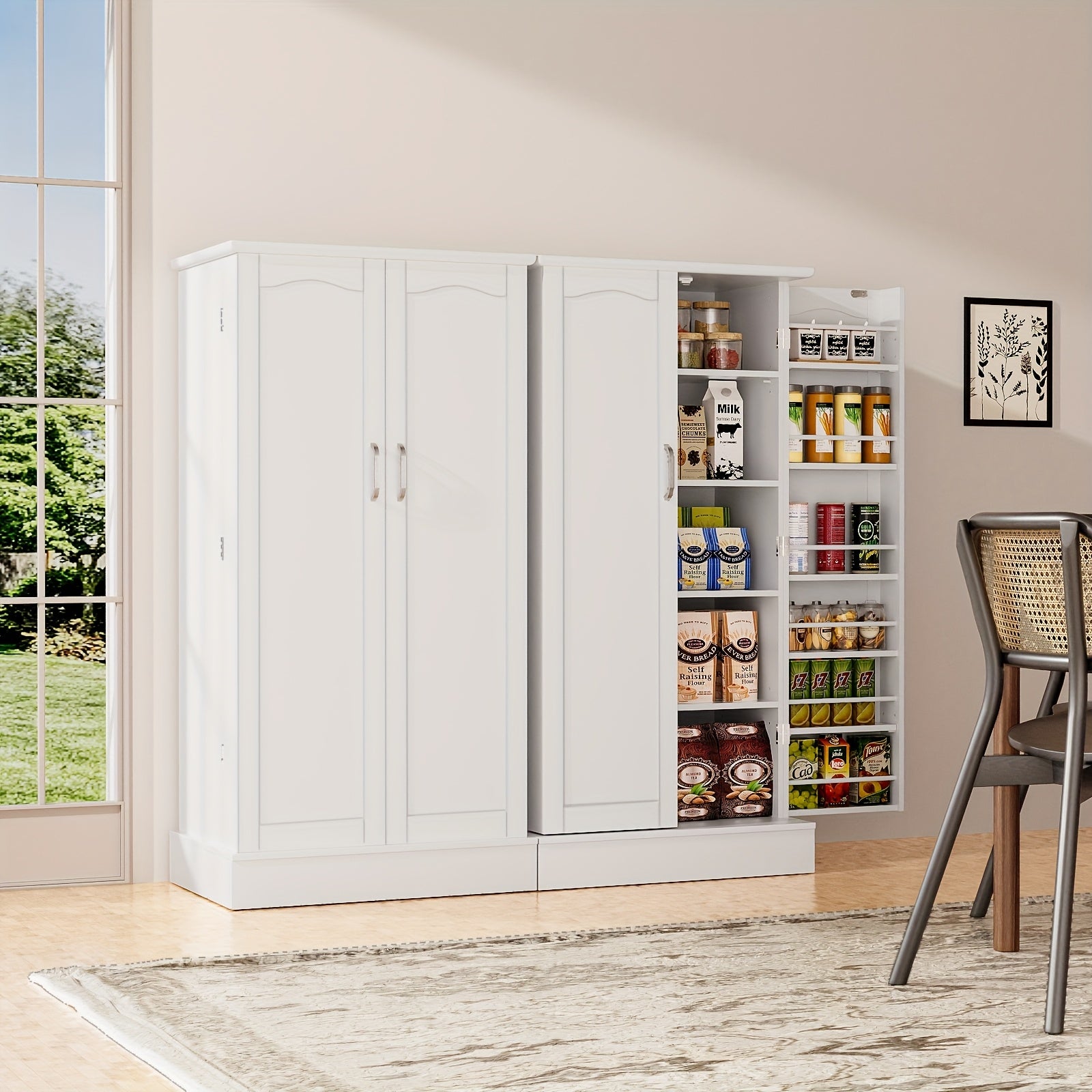 47-Inch Kitchen Pantry Cabinet Featuring Adjustable Shelves, Standalone Storage Solution for Kitchen, Buffet Sideboard for Dining And Living Areas