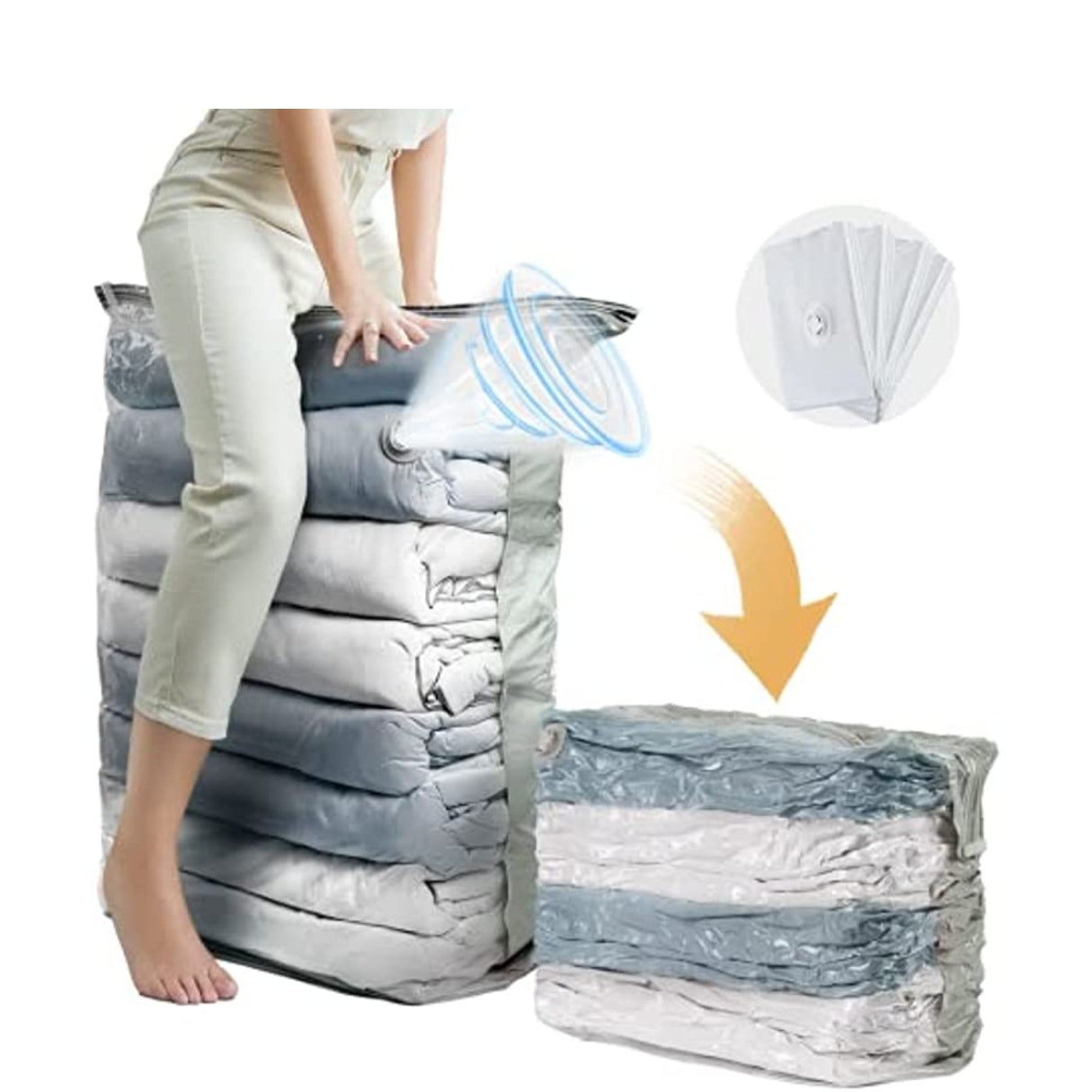 Set of 4 Oversized Vacuum Storage Bags, Measuring 31X40X15 Inches, That Can Help You Save Up to 80% of Closet Space, Perfect for Storing Comforters, Blankets, Clothing, Quilts, And Duvets.