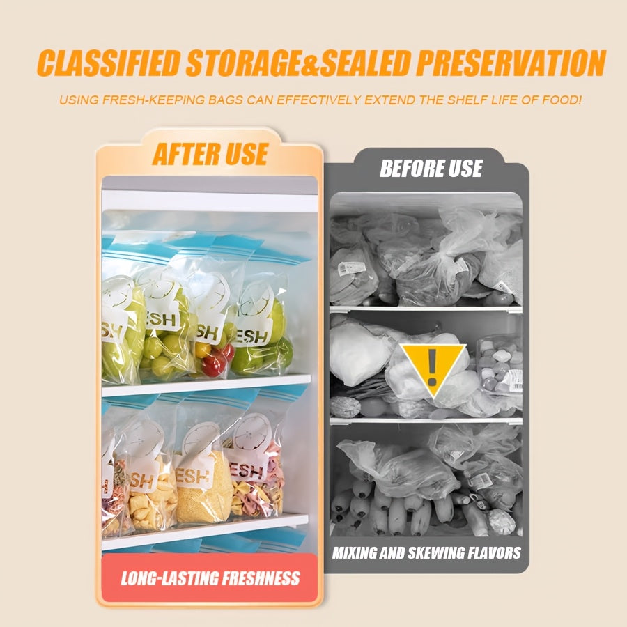 95pcs (S+M)\u002F160pcs (S+M+L+XL)\u002F35pcs (L)\u002F30pcs (XL) Thickened Reusable Clear Plastic Storage Bags with Double Sealing Strip - Meat, Fruits, Vegetables, Freezer & Pantry Storage, Kitchen Organizers, Uncoated Packaging