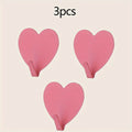 3 Resistant Heart Shaped Hooks - Pastel Pink, Bathroom, Kitchen, Bedroom - No Drill, Save Space for Towels, Keys, Hats, Jewelry - Ideal for Home, Weddings, Romantic Decoration, Adhesives