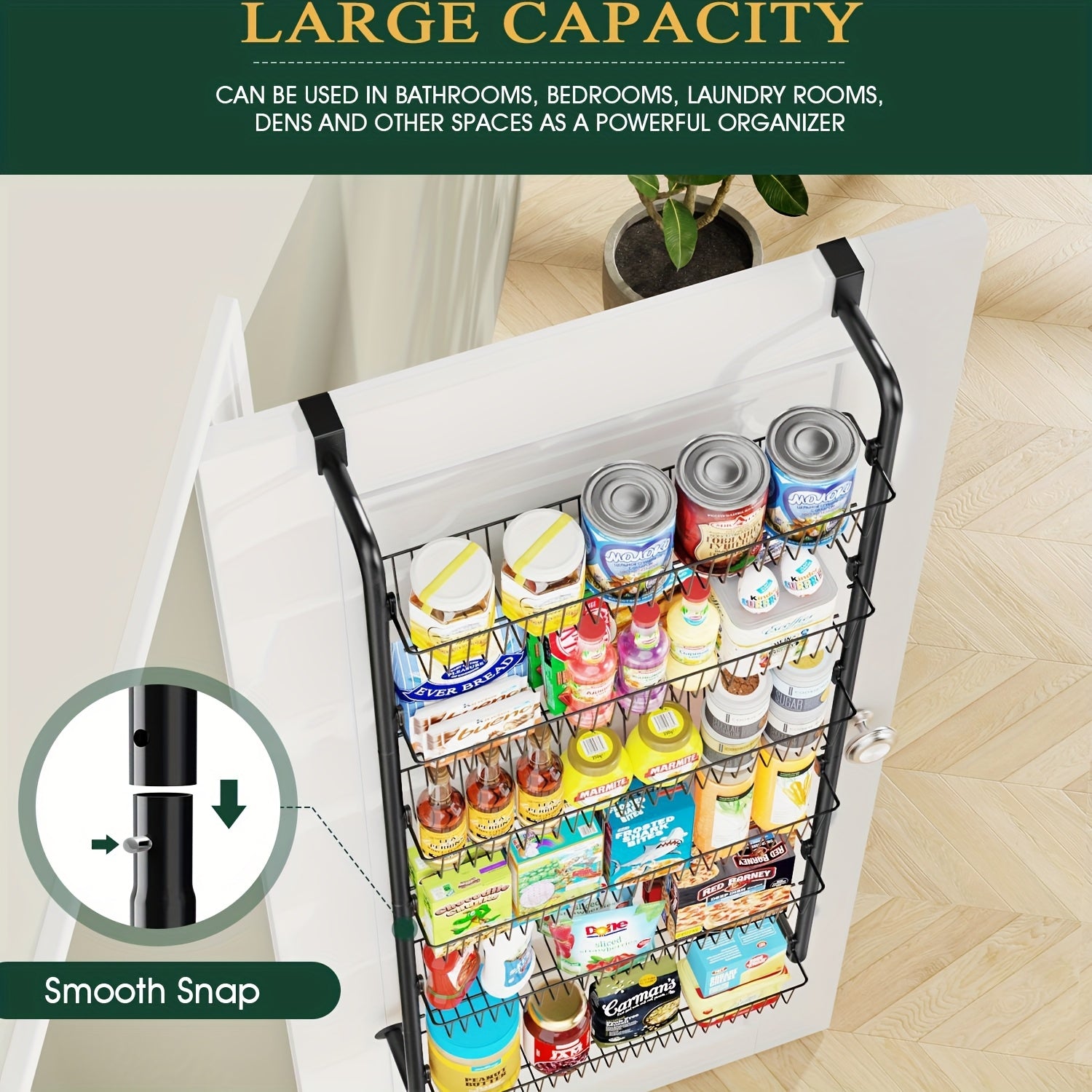6\u002F8-Tier Door Rack - Metal Spice Organizer for Storage - Versatile Door-Mounted Storage Shelf for Kitchen, Pantry, Laundry Room & Bathroom - Multifunctional Organizer in Black & White - Perfect Kitchen Organizers And Storage Tools