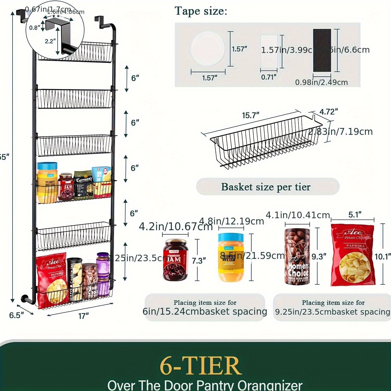 6\u002F8-Tier Door Rack - Metal Spice Organizer for Storage - Versatile Door-Mounted Storage Shelf for Kitchen, Pantry, Laundry Room & Bathroom - Multifunctional Organizer in Black & White - Perfect Kitchen Organizers And Storage Tools