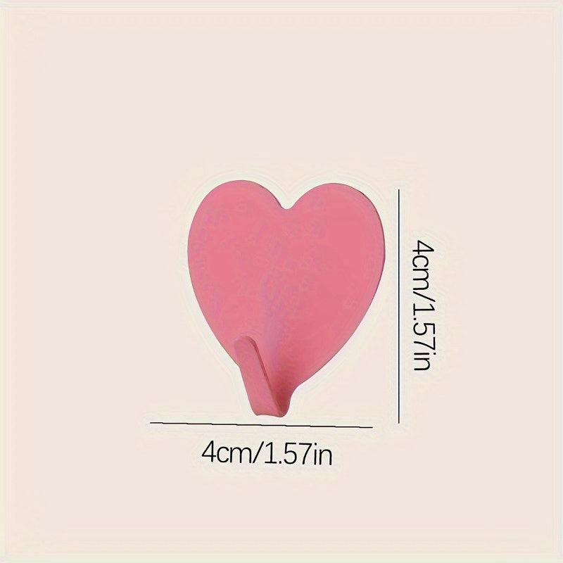 3 Resistant Heart Shaped Hooks - Pastel Pink, Bathroom, Kitchen, Bedroom - No Drill, Save Space for Towels, Keys, Hats, Jewelry - Ideal for Home, Weddings, Romantic Decoration, Adhesives